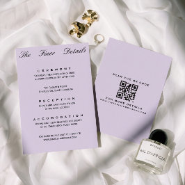 Editorial Chic Softlila Minimale Hochzeitsdetails Begleitkarte