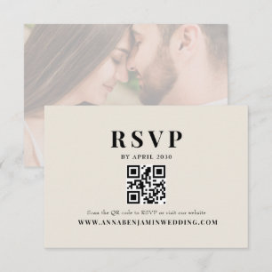Editorial Elfenbein Foto QR Code Hochzeit RSVP Karte