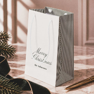 Editorial Grün und Creme gestreift Frohe Weihnacht Kleine Geschenktüte