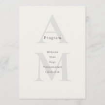 Editorial Initial Minimale Hochzeitsprogrammkarte