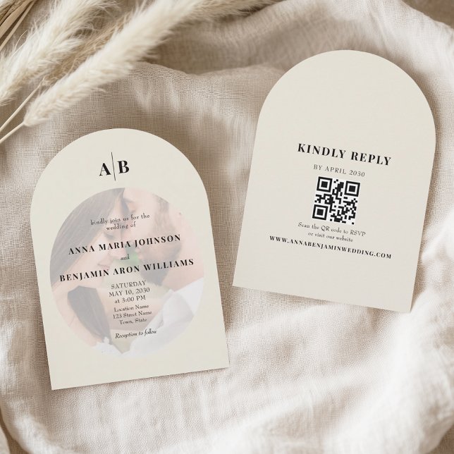 Editorial Ivory Photo Wedding Einladung (Von Creator hochgeladen)