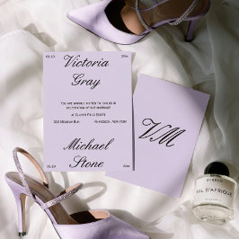 Editorial Luxury Flieder Chic Minimal Hochzeit Einladung