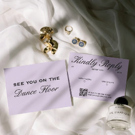 Editorial Luxus Stilles Lila Chic Hochzeit RSVP Karte