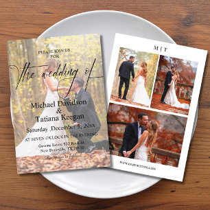 Editorial Minimalist Modern Script 4 Foto Hochzeit Einladung