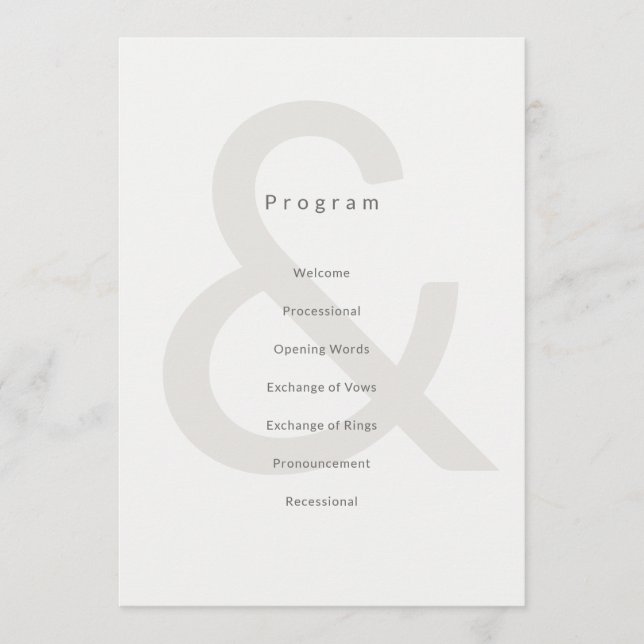 Editorial Typography Wedding Program Programm (Vorderseite)