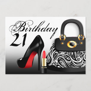 Edle Handtasche, hohe Absätze und Lippenstift 21.  Einladung