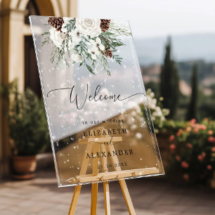 Edle Hochzeitswillkommen im Winter Acrylschild