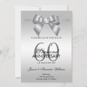 Edle Juwelen-Schleife & Band 60. Hochzeitstag Save The Date