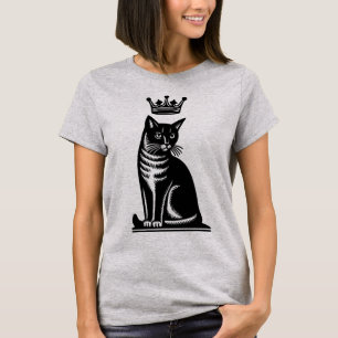 Edle Katzen-Holzschnitt-Optik T-Shirt