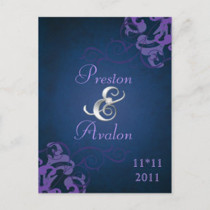 Edle lila Rolle-Blau-Save the Date Postkarte