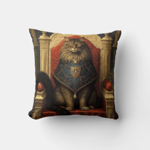 Edle Maine Coon Katzen Thron Kunst Druck Kissen