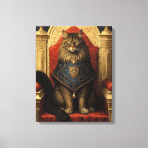Edle Maine Coon Katzen Thron Kunst Druck Leinwanddruck