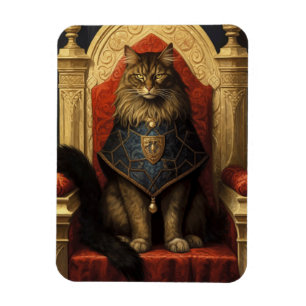 Edle Maine Coon Katzen Thron Kunst Druck Magnet