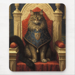 Edle Maine Coon Katzen Thron Kunst Druck Mousepad