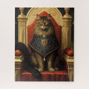 Edle Maine Coon Katzen Thron Kunst Druck Puzzle