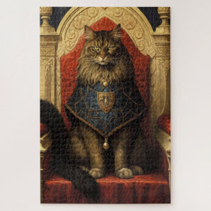 Edle Maine Coon Katzen Thron Kunst Druck Puzzle