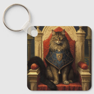 Edle Maine Coon Katzen Thron Kunst Druck Schlüsselanhänger