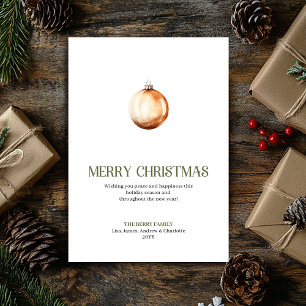 Edle minimalistische Weihnachtskugel-Karte Feiertagskarte