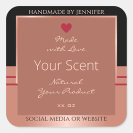 Edle Produktverpackungen Etiketten Braun und Rose Quadratischer Aufkleber