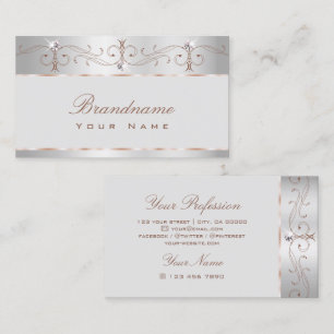 Edle Silber-Rosen-Ornamentik funkelt mit Diamanten Visitenkarte