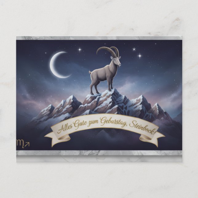 Edle Sternzeichen-Postkarte Steinbock – Alles Gute Postkarte (Vorderseite)