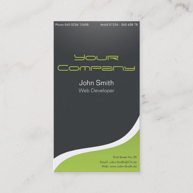 Edle Visitenkarte Web Developer, Grafikdesigner (Vorderseite)