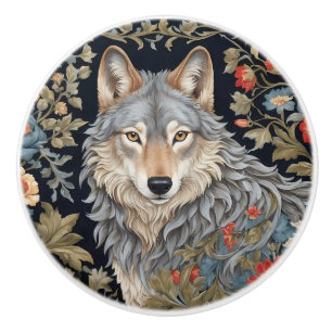 Edler Grauer Wolf - Inspiriert von William Morris Keramikknauf