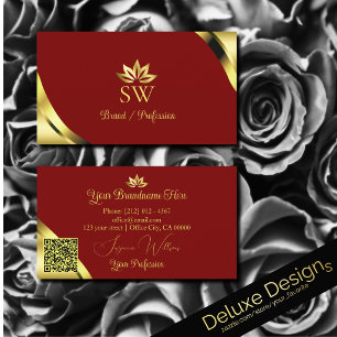 Edles Gold an den Ecken mit Monogramm-QR-Code Visitenkarte