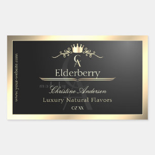 Edles schwarzes Produktlabel mit goldenem Rahmen-M Rechteckiger Aufkleber