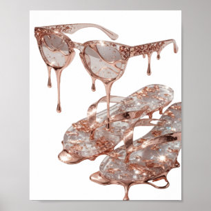 Edles Silber ROSE GOLD GLAMOUR Druck Poster