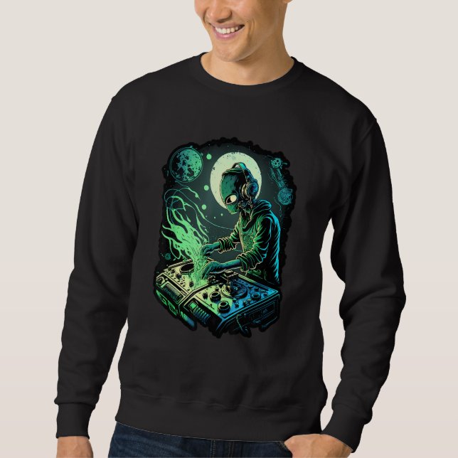 EDM Alien Rave Astronaut Alien DJ Alien DJing in S Sweatshirt (Vorderseite)