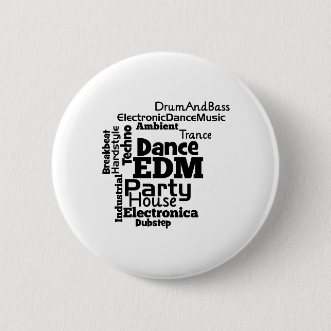 EDM Dance Party Word Cloud Button (Vorderseite)