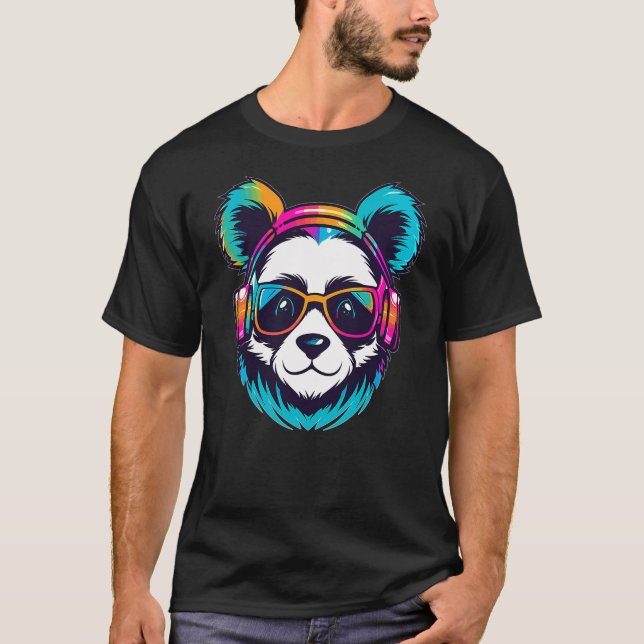EDM Festival Rainbow Rave Panda T-Shirt (Vorderseite)