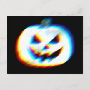 EDM Glitchy White Pumpkin Feiertagspostkarte