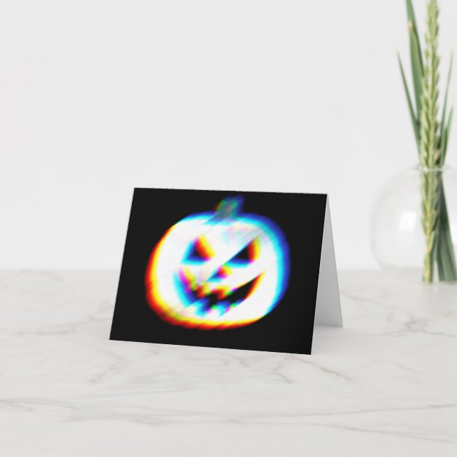 EDM Glitchy White Pumpkin Karte (Vorderseite)