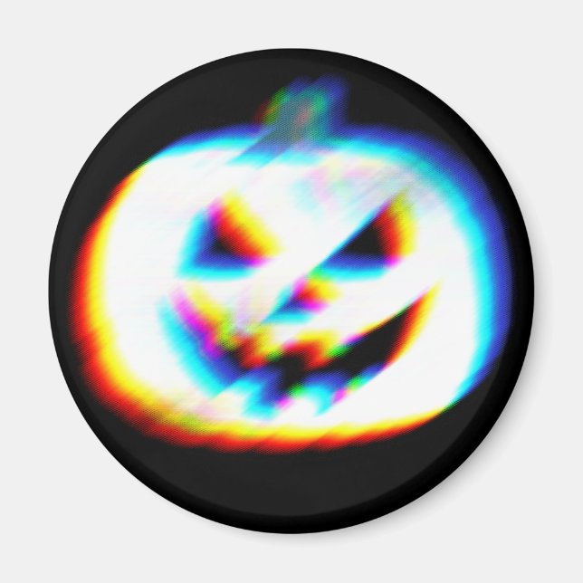 EDM Glitchy White Pumpkin Magnet (Vorne)
