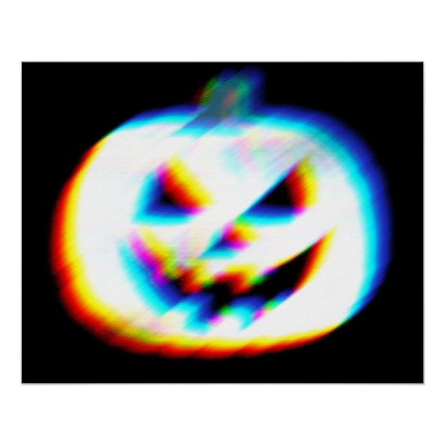 EDM Glitchy White Pumpkin Poster (Vorderseite)