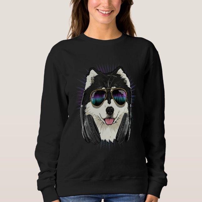 EDM House Music DJ Alaskan Malamute Music  Music A Sweatshirt (Vorderseite)