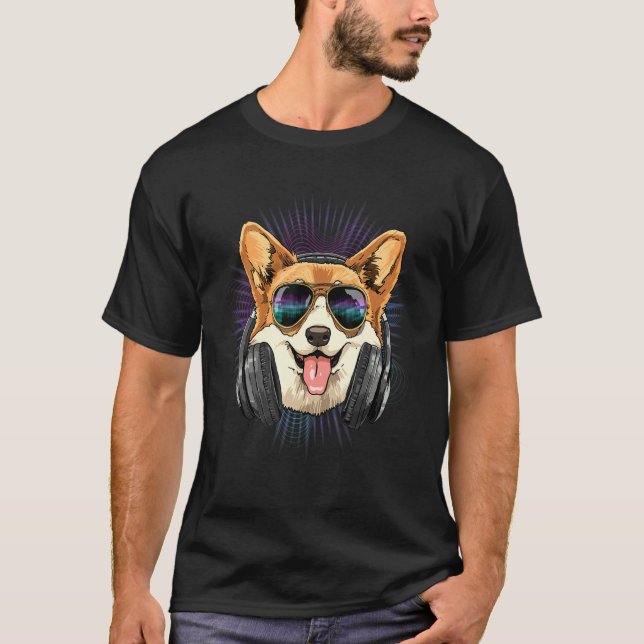 EDM House Music DJ Corgi Dog  Music  Music Artist T-Shirt (Vorderseite)