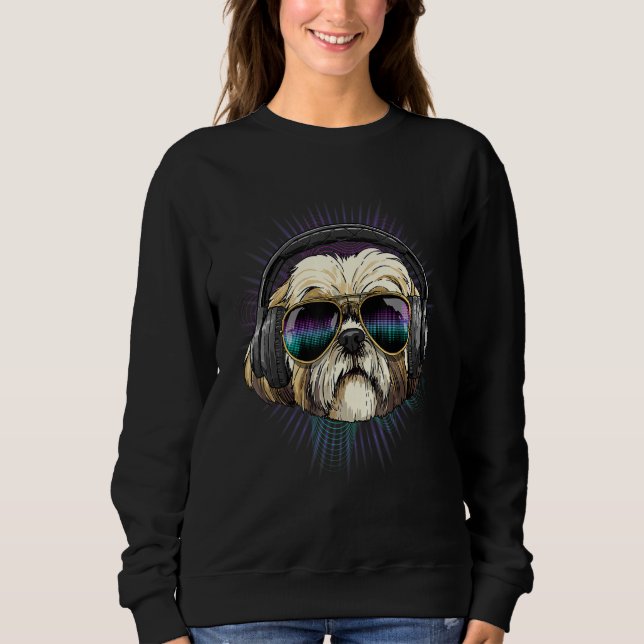 EDM House Music DJ Shih Tzu Dog Pet Music  Music A Sweatshirt (Vorderseite)