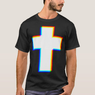 Edm Kreuz Glitch Christlich T-Shirt