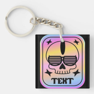 EDM-Party-Totenkopf-Abzeichen mit individuellem Te Schlüsselanhänger