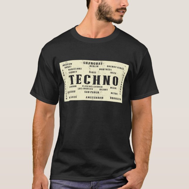 EDM Techno Untergrund-internationale Rave-Städte T-Shirt (Vorderseite)