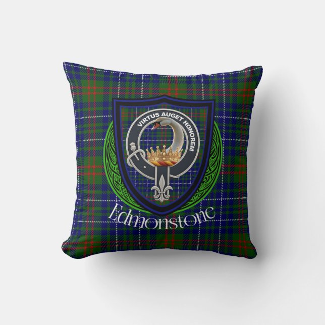Edmonstone Scottish Clan Tartan & Crest Kissen (Vorderseite)