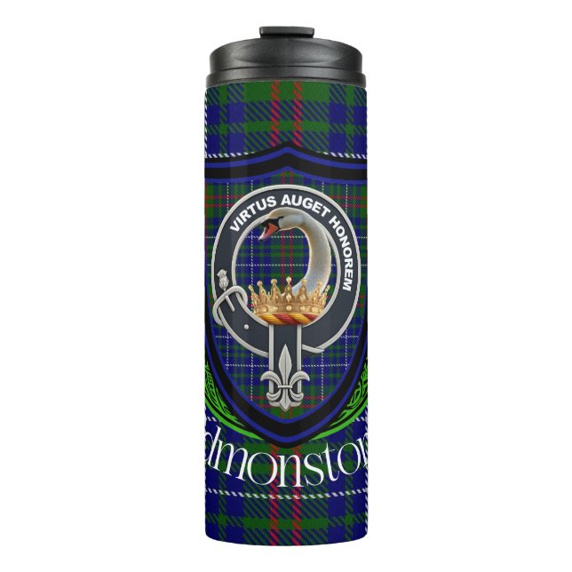 Edmonstone Scottish Clan Tartan & Crest Thermosbecher (Vorderseite)
