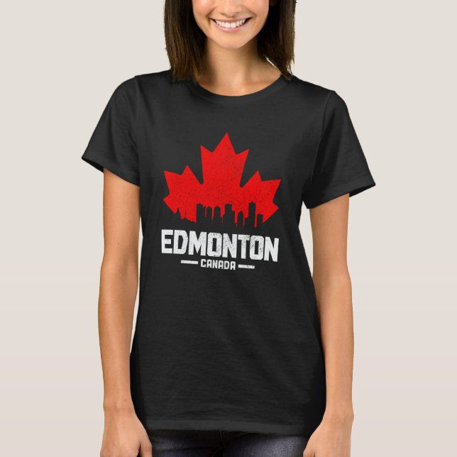 Edmonton Alberta Canada Maple Leaf Canadian Flag S T-Shirt (Vorderseite)