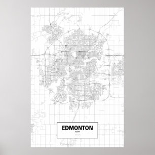 Edmonton, Alberta (Schwarzes auf Weiß) Poster