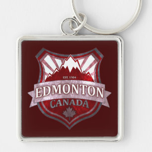 Edmonton Canada Red Grunge Schild Square Schlüssel Schlüsselanhänger