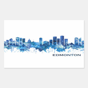 Edmonton Canada Skyline Blue Rechteckiger Aufkleber
