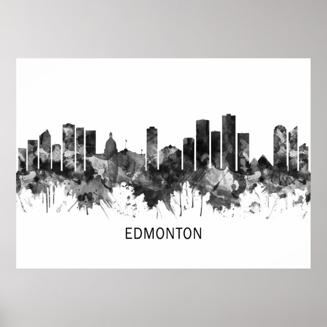Edmonton Canada Skyline BW Poster (Vorne)